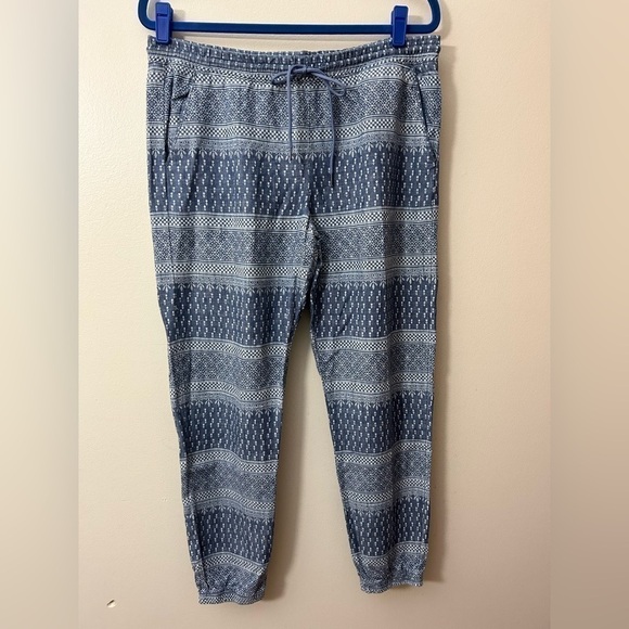 Level 99 Womens Linen Blend Mid Rise Pull On Chambray Printed Joggers Size M - Picture 3 of 14